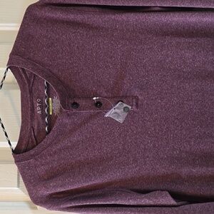 APT.9 BRAND MENS HEATHER BURGUNDY LONG SLEEVE HENLEY SHIRT SIZE SMALL